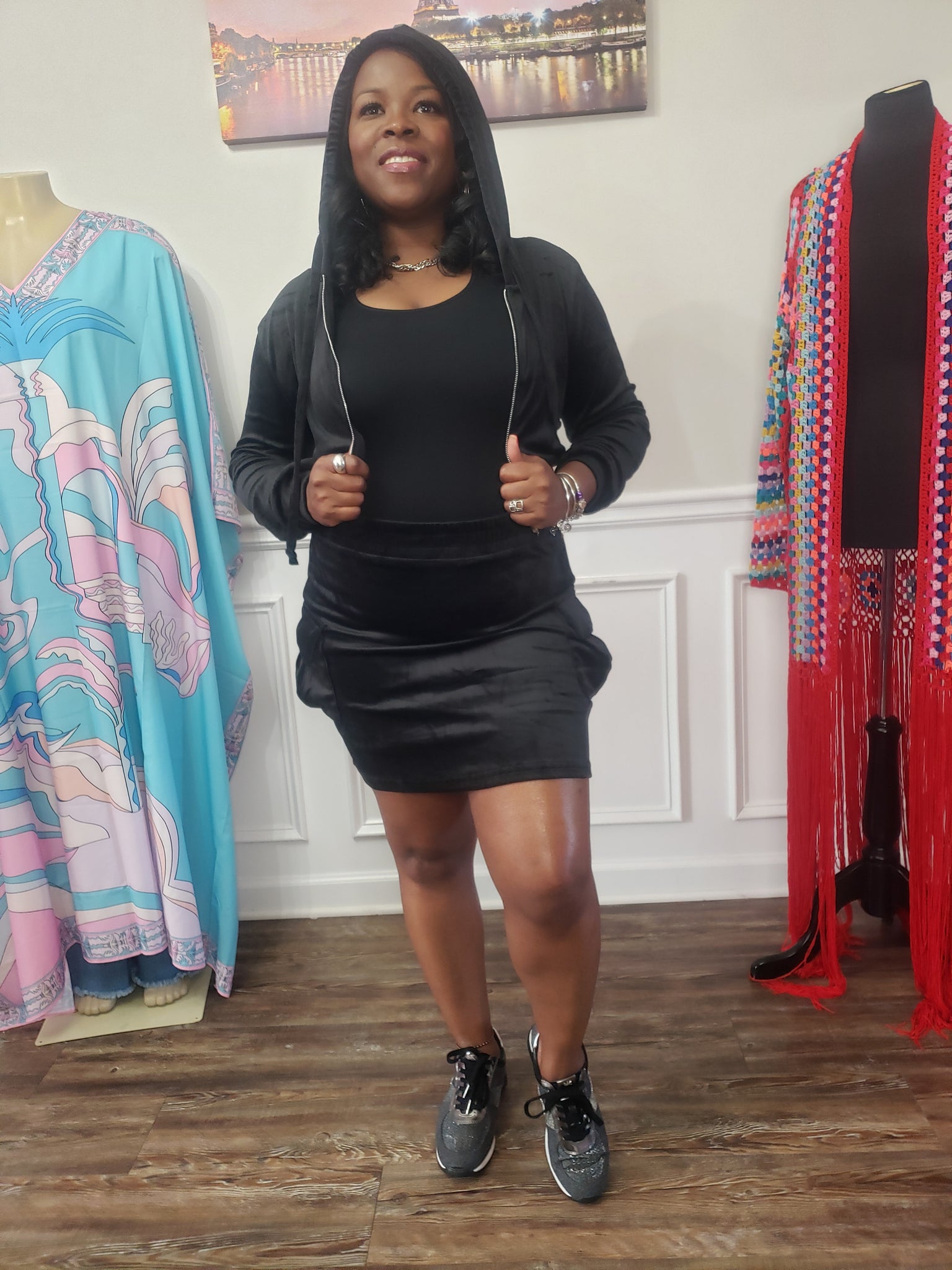SHEIN Eye Print Drop Shoulder Hoodie and Skirt Set | Drop shoulder hoodie, Skirt  set, Fashion