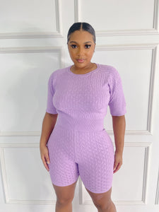 Knit Shorts Set (Lavender)